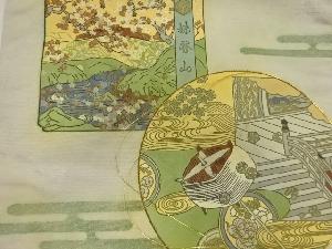 アンティーク　楓に糸巻き模様刺繍名古屋帯